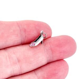 Vintage Jezlaine Sterling Silver 925 Pink Crystal High Heel Shoe Charm Pendant